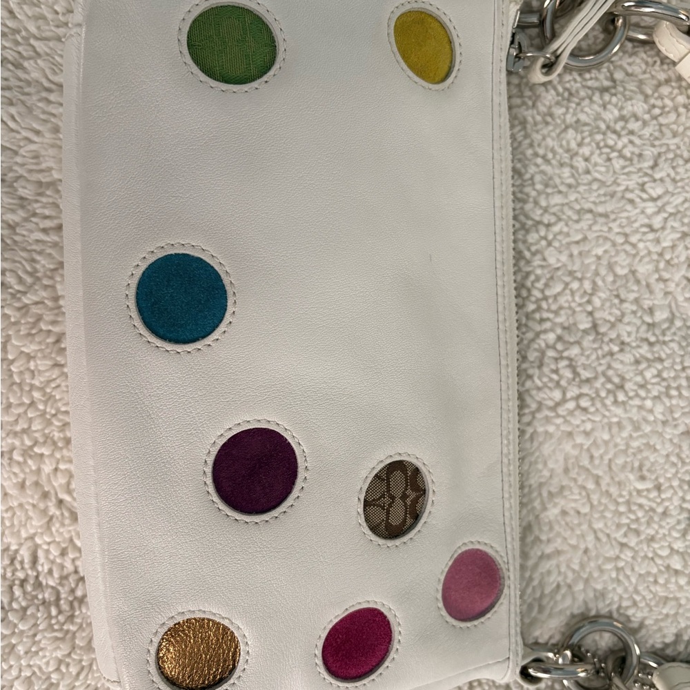 Coach White Polka Dot Special Edition Pouchette - Picture 5 of 11